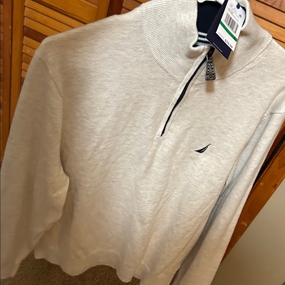 Nautica Men's Off-White Zip-Up Sweater - Picture 1 of 11